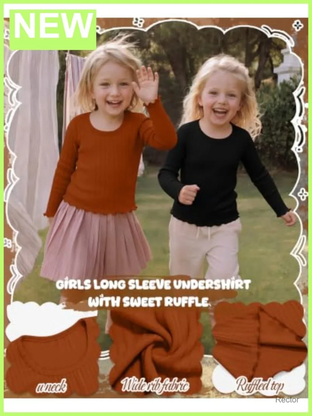 Toddler Girls Long Sleeve Ribbed Scoop Neck Tees 4 Pack